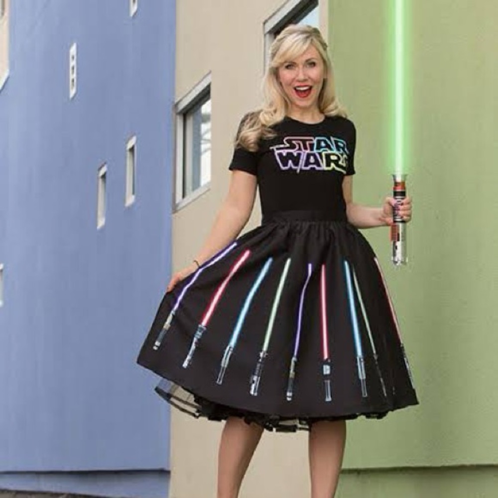 Her Universe Star Wars Black Skirt with Vibrant Lightsaber Design